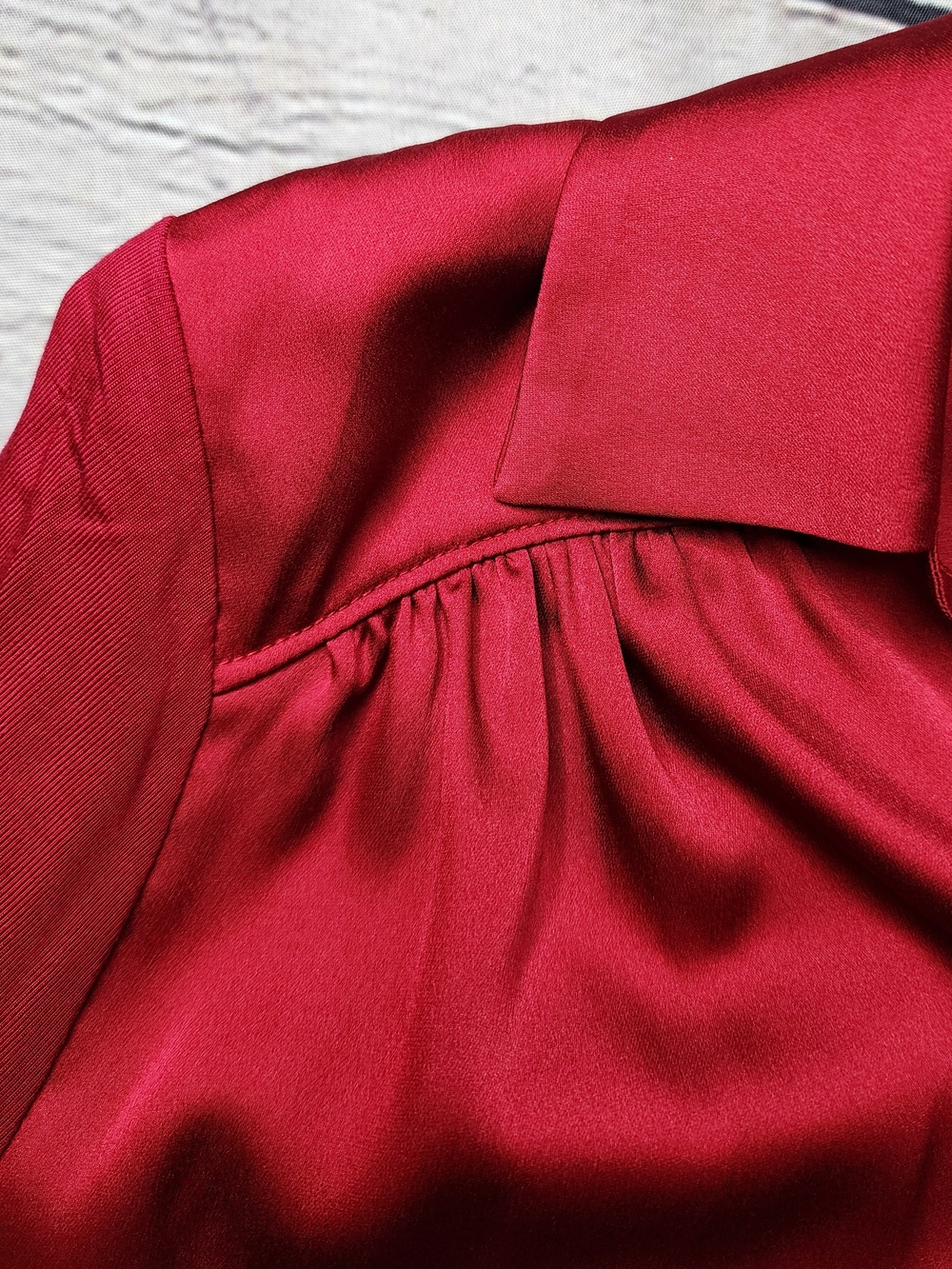 White House Black Market Red Satin Blouse - Picture 5 of 6